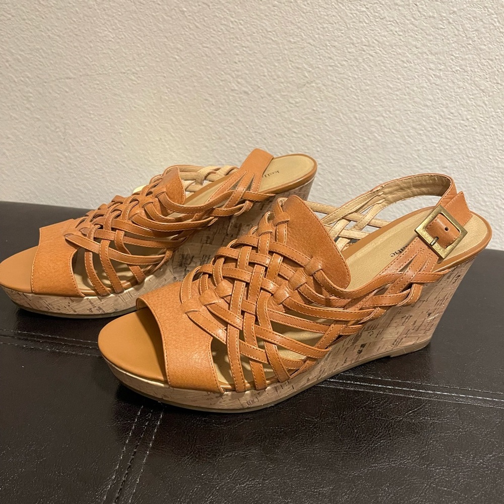 Kelly & Katie Tan Wedge Sandels
